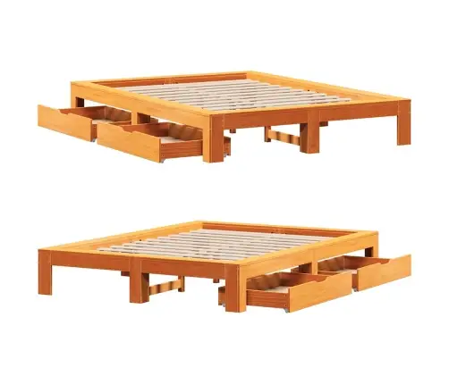 Gulta Bez Matrača, Vaska Brūnas, 140X190 Cm, Priedes Masīvkoks Vidaxl