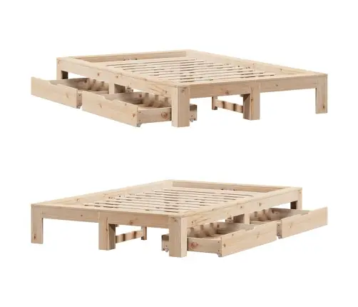 Voodiraam Ilma Madratsita, 135 X 190 cm Männipuit