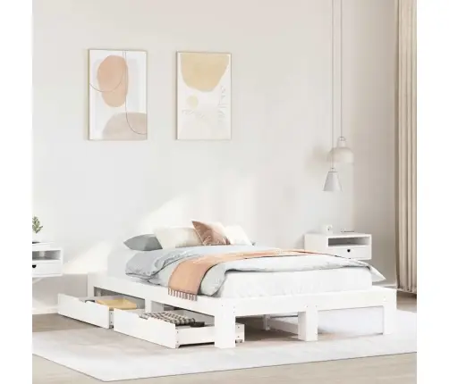 Lovos Rėmas Be Čiužinio, Baltas, 120X190cm Pušies Masyvas