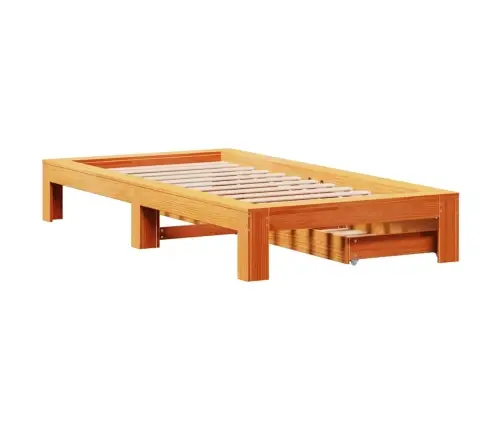 Gulta Bez Matrača, Vaska Brūnas, 90X190 Cm, Priedes Masīvkoks Vidaxl