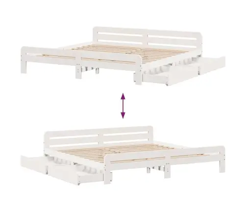 Gulta Bez Matrača, Balts, 200X200 Cm, Priedes Masīvkoks Vidaxl