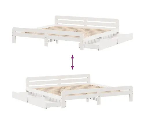 Voodiraam Ilma Madratsita, Valge, 180 X 200 cm Männipuit