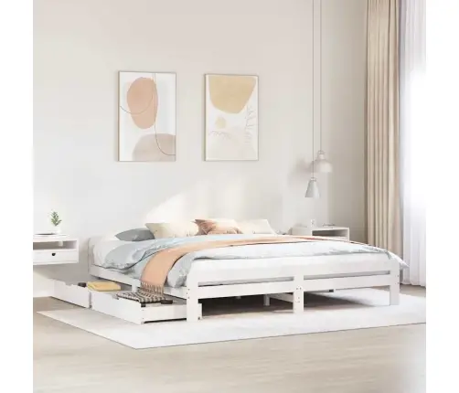 Voodiraam Ilma Madratsita, Valge, 180 X 200 cm Männipuit