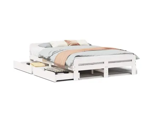 Gulta Bez Matrača, Balts, 160X200 Cm, Priedes Masīvkoks Vidaxl