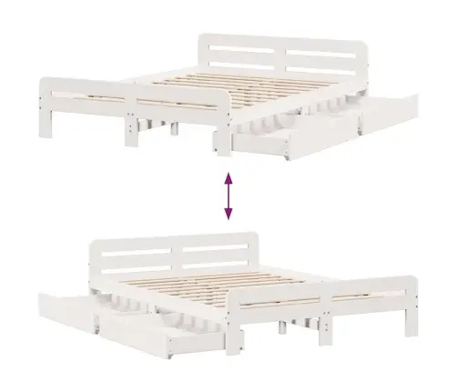 Gulta Bez Matrača, Balts, 160X200 Cm, Priedes Masīvkoks Vidaxl