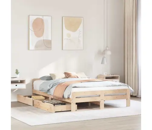 Gulta Bez Matrača, 150X200 Cm, Priedes Masīvkoks Vidaxl