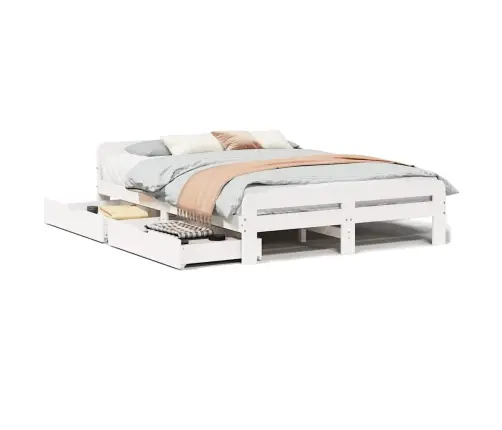 Voodiraam Ilma Madratsita, Valge, 150 X 200 cm Männipuit