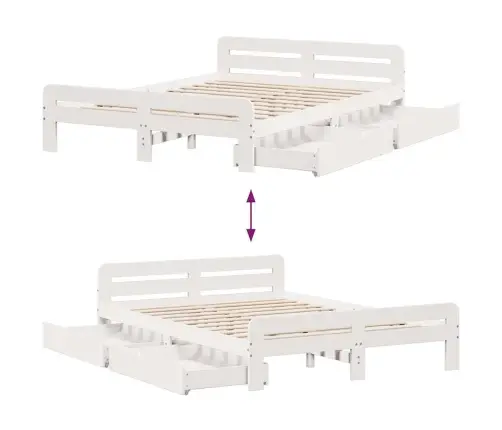 Voodiraam Ilma Madratsita, Valge, 150 X 200 cm Männipuit