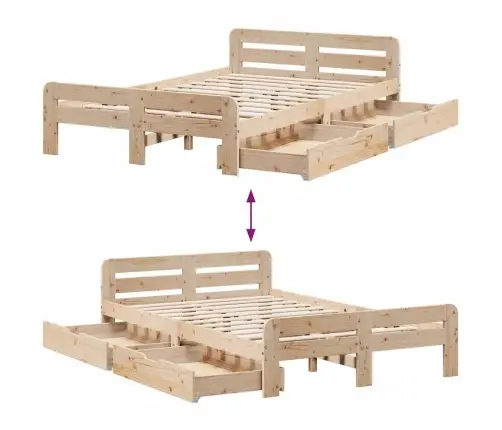 Voodi Ilma Madratsita, 120 X 200 cm Männipuit