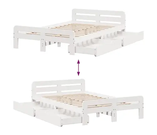 Gulta Bez Matrača, Balts, 135X190 Cm, Priedes Masīvkoks Vidaxl