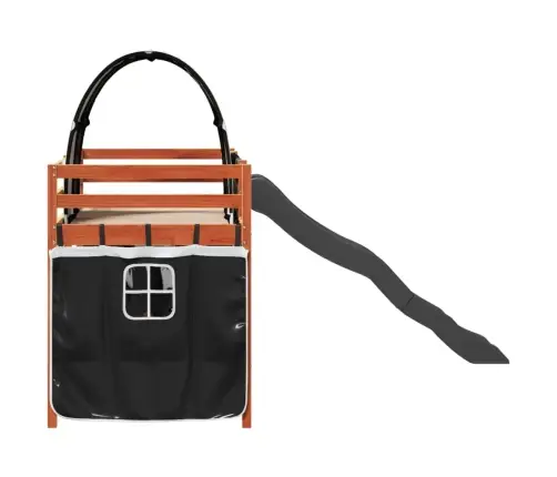 Aukšta Vaikiška Lova Su Tuneliu, Balta/Juoda, 80X200cm Pušis