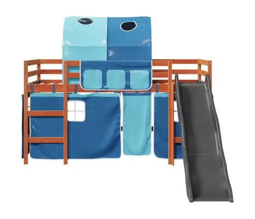 Laste Kõrge Voodi Tunneliga, Sinine, 80X200 cm Männipuit