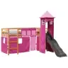 Laste Kõrge Voodi Torniga, Roosa, 80 X 200 cm Männipuit