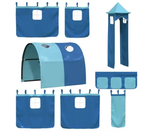 Bērnu Augstā Gulta Ar Torni, Zila, 80X200 Cm, Priedes Koks Vidaxl