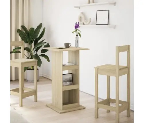 Bāra Galds Ar Uzglabāšanu Ozola 60X60X102 Cm Inženierijas Koks Vidaxl