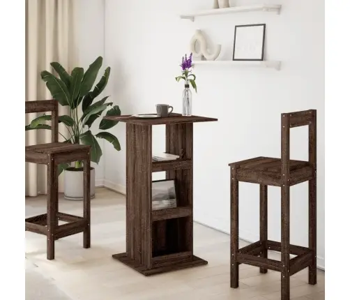 Bāra Galds Ar Uzglabāšanu 60X60X102 Cm Inženierijas Koks Vidaxl