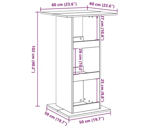 Bāra Galds Ar Uzglabāšanu 60X60X102 Cm Inženierijas Koks Vidaxl