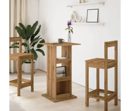 Baro Stalas Su Lentyna, Artisano Ąžuolo, 60X60X102cm Mediena