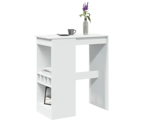 Baro Stalas Su Laikikliais, Baltas, 90X47,5X103,5cm Mediena Baro Stalas Su Laikikliais, Baltas, 90X47,5X103,5cm Mediena