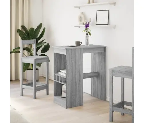 Baro Stalas Su Laikikliais, Pilkas, 90X47,5X103,5cm Mediena