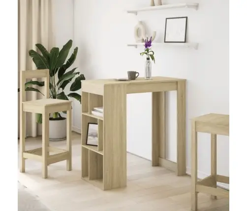 Bāra Galds Ar Plauktiem Ozola 102X50X103,5 Cm Inženierijas Koks Vidaxl