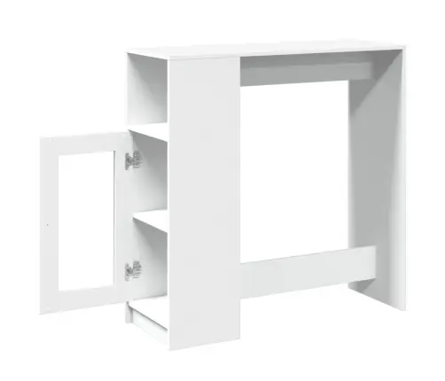 Bāra Galds Ar Plauktiem, Balts, 101X40X103,5 Cm Vidaxl