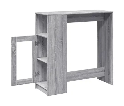 Bāra Galds Ar Plauktiem, Pelēka Koka, 101X40X103,5 Cm Vidaxl