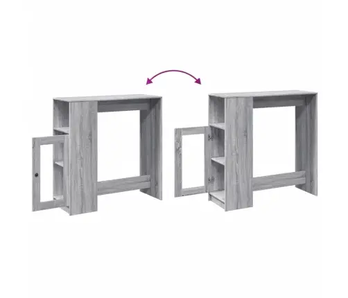 Bāra Galds Ar Plauktiem, Pelēka Koka, 101X40X103,5 Cm Vidaxl
