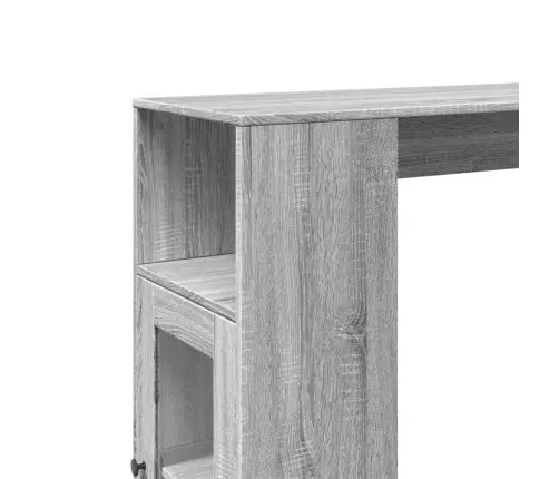 Bāra Galds Ar Plauktiem, Pelēka Koka, 101X40X103,5 Cm Vidaxl