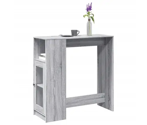 Bāra Galds Ar Plauktiem, Pelēka Koka, 101X40X103,5 Cm Vidaxl