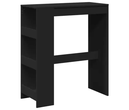Bāra Galds Ar Plauktiem Melns 90X40X103,5 Cm Inženierijas Koks Vidaxl