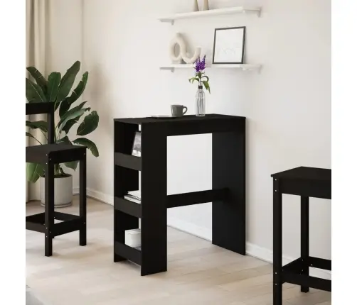 Bāra Galds Ar Plauktiem Melns 90X40X103,5 Cm Inženierijas Koks Vidaxl