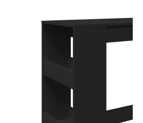 Bāra Galds Ar Plauktiem Melns 90X40X103,5 Cm Inženierijas Koks Vidaxl