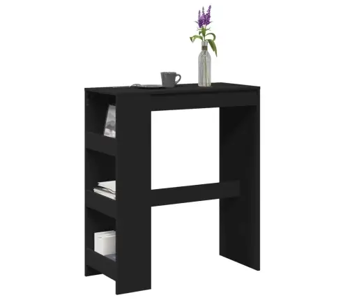 Bāra Galds Ar Plauktiem Melns 90X40X103,5 Cm Inženierijas Koks Vidaxl