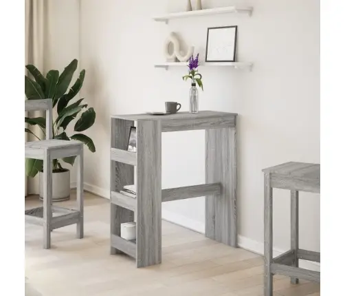 Bāra Galds Ar Plauktiem, Pelēka Koka, 90X40X103,5 Cm Vidaxl