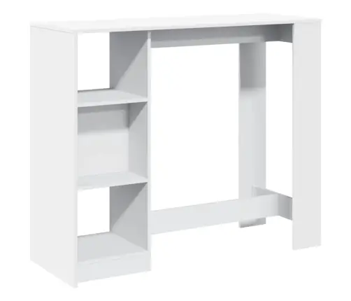 Bāra Galds Ar Plauktiem, Balts, 124X46X103,5 Cm Vidaxl