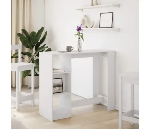 Bāra Galds Ar Plauktiem, Balts, 124X46X103,5 Cm Vidaxl