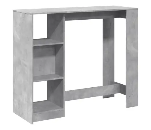 Bāra Galds Ar Plauktiem, Betona Pelēks, 124X46X103,5 Cm Vidaxl