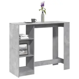 Bāra Galds Ar Plauktiem, Betona Pelēks, 124X46X103,5 Cm Vidaxl