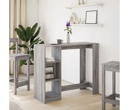 Bāra Galds Ar Plauktiem, Pelēka Ozola Krāsa, 124X46X103,5 Cm Vidaxl