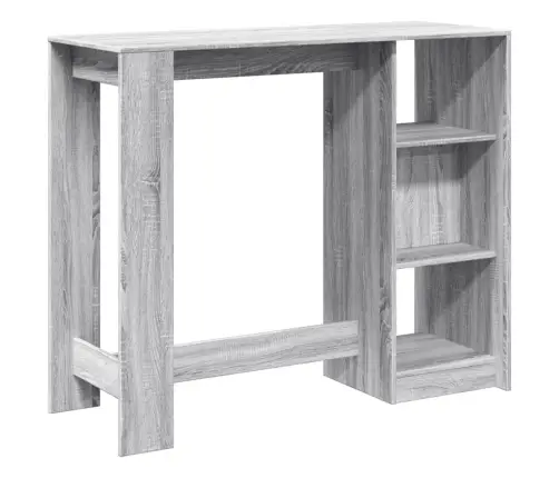 Bāra Galds Ar Plauktiem, Pelēka Ozola Krāsa, 124X46X103,5 Cm Vidaxl