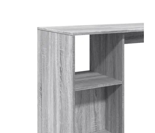 Bāra Galds Ar Plauktiem, Pelēka Ozola Krāsa, 124X46X103,5 Cm Vidaxl