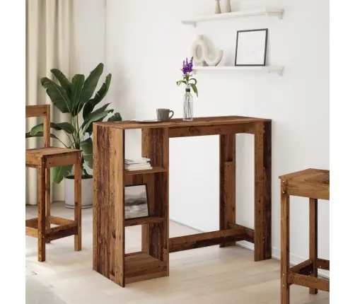 Bāra Galds Ar Plauktiem, Veca Koka, 124X46X103,5 Cm Vidaxl