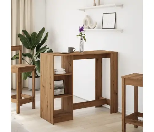 Bāra Galds Ar Plauktiem, Koka Krāsa, 124X46X103,5 Cm Vidaxl