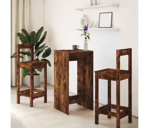 Baro Stalas, Dūminio Ąžuolo, 51X50X103,5cm Apdirbta Mediena