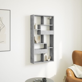 Sienas Skapītis, Betona Pelēks, 50X15X100 Cm, Inženierijas Koks Vidaxl