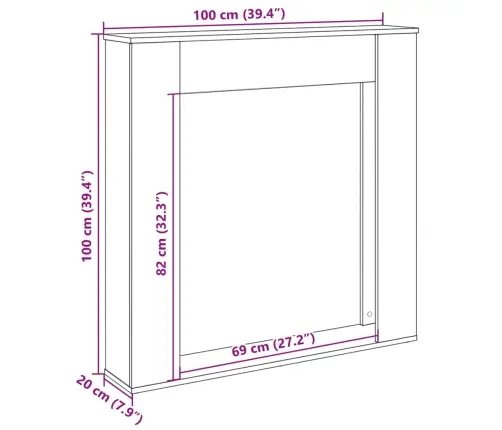 Kamīna Apmale, Betona Pelēks, 100X20X100 Cm, Konstruēts Koks Vidaxl