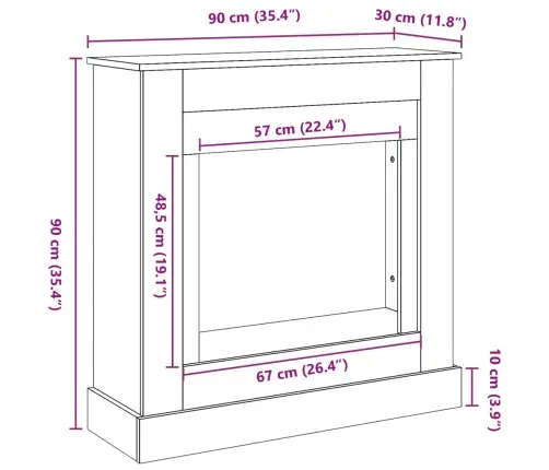 Kamīna Apmale, Betona Pelēks, 90X30X90 Cm, Konstruēts Koks Vidaxl