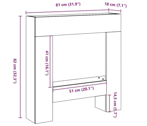 Kamīna Apmale, Betona Pelēks, 81X18X82 Cm, Konstruēts Koks Vidaxl