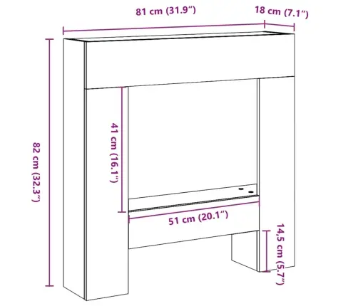 Kamīna Apmale, Brūna Ozola, 81X18X82 Cm, Konstruēts Koks Vidaxl